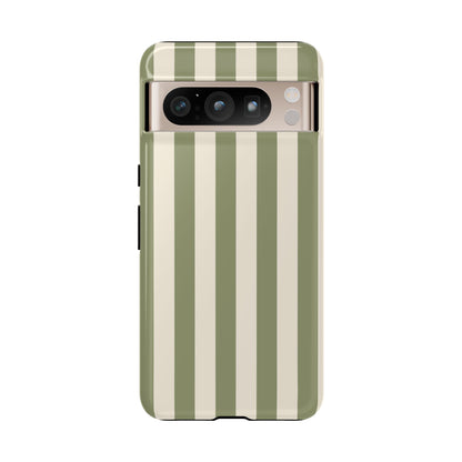 Olive & Beige Stripe Pattern Phone Case - Green Phone Case - Google Pixel 8 Pro / Glossy
