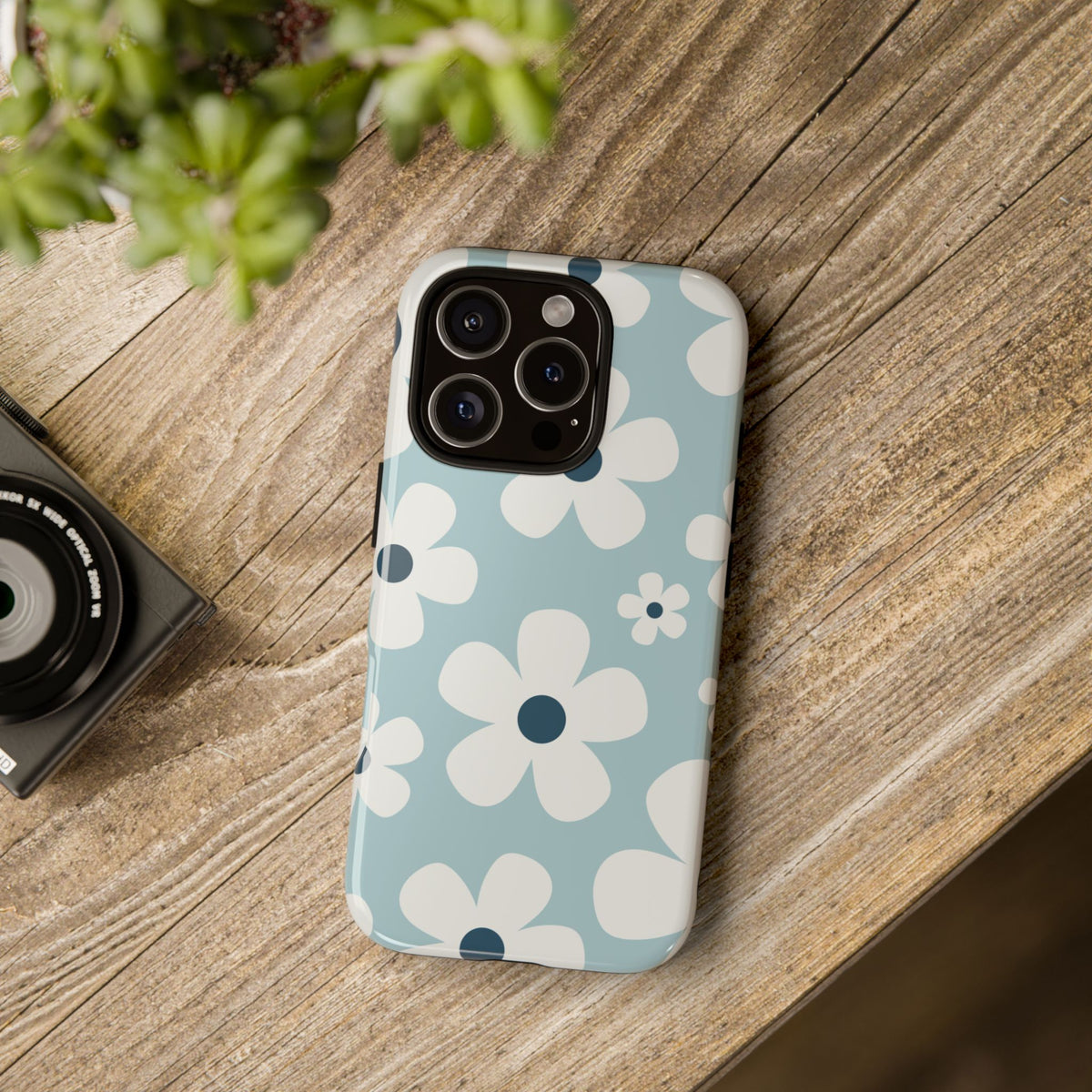 Cute Light Blue Daisy Pattern Phone Case - Blue Phone Case