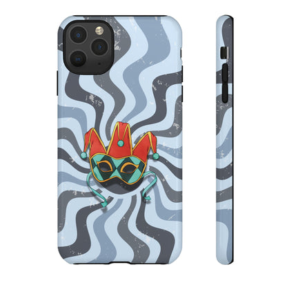 iPhone 11 Pro Max / Glossy Phone Case - Venetian Jester Mask – Blue Retro Soft Revival Phone Case