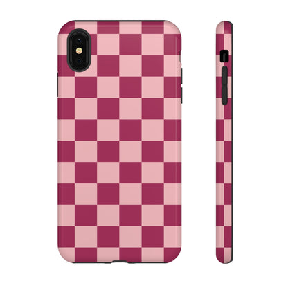 Pink Checked Pattern Phone Case - Pink Phone Case - iPhone XS MAX / Glossy
