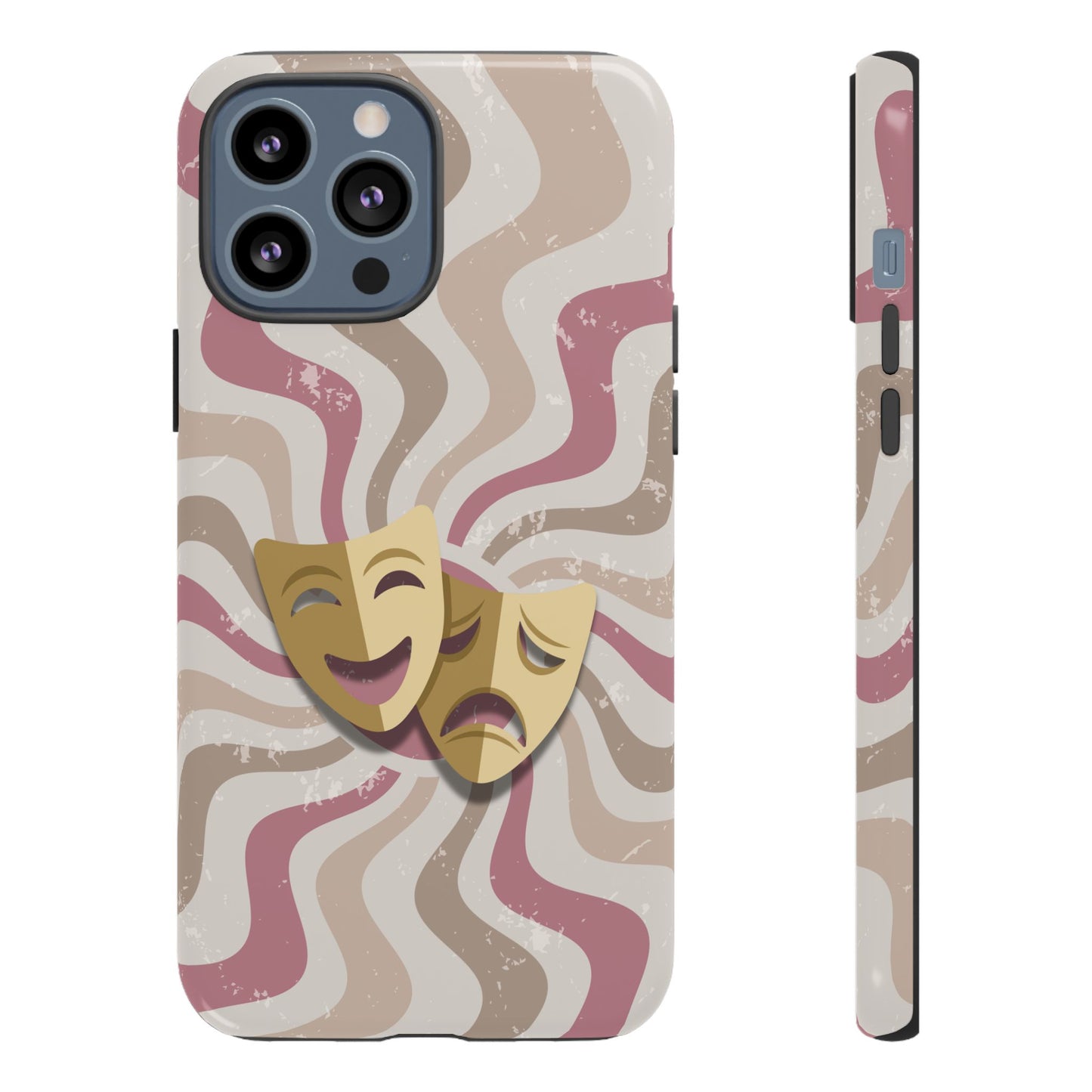 Comedy & Tragedy Masks – Pink Minimal Retro Wave Phone Case - Pink Phone Case - iPhone 13 Pro Max / Glossy
