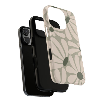 Phone Case - ’Retro Cream & Green Daisy Pattern’ Phone Case