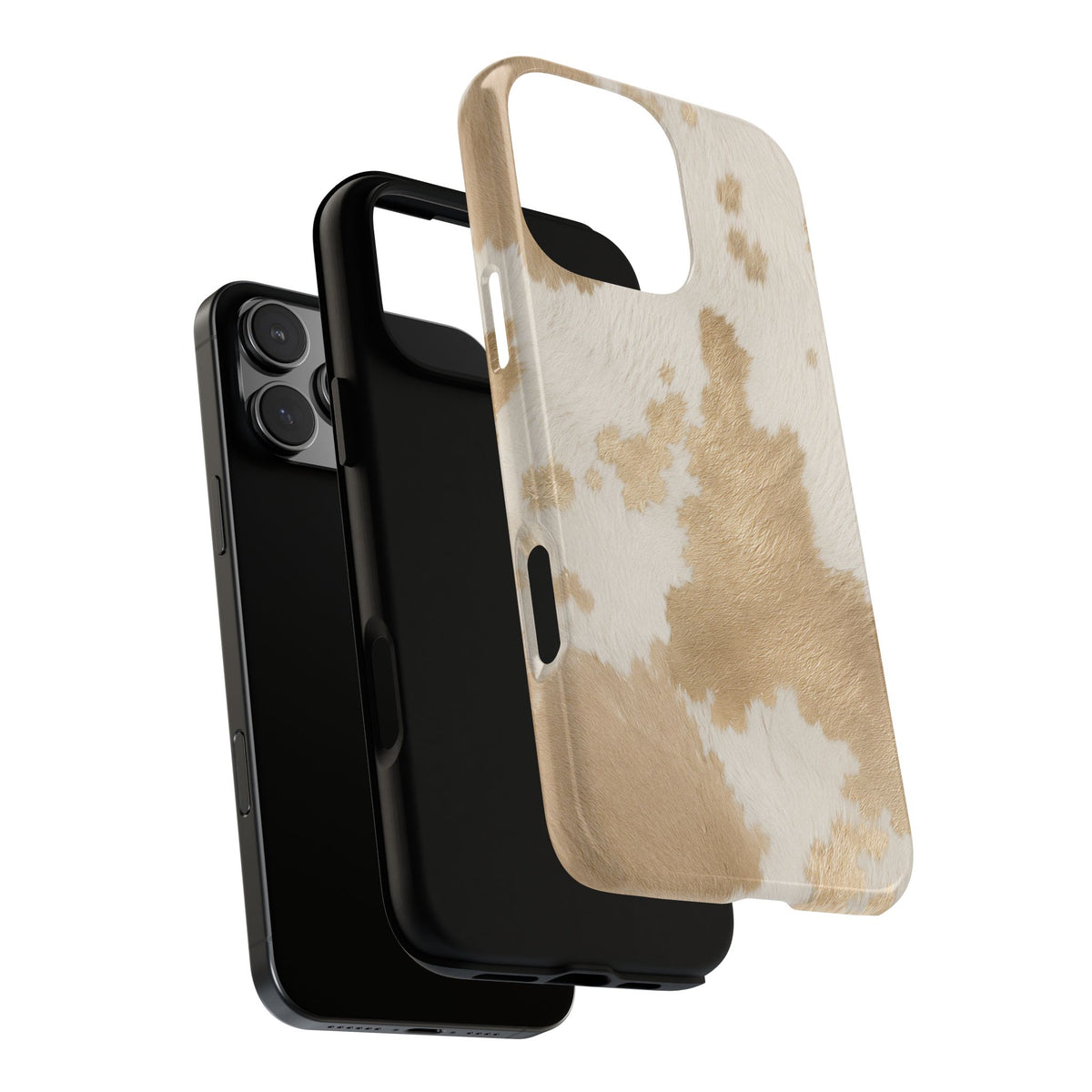 Elegant Champagne Cow Print Phone Case - Beige Phone Case