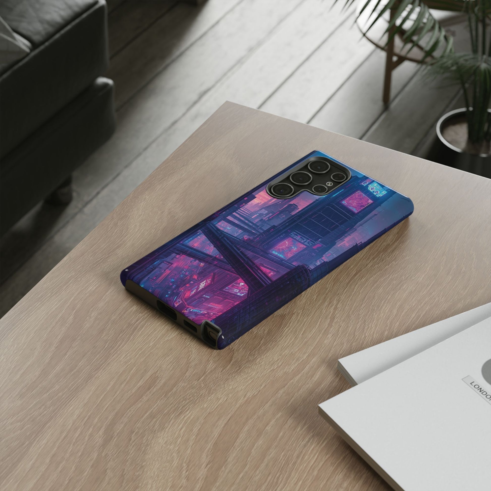 Neon Cyberpunk Megacity Sci-fi Phone Case - Blue Phone Case