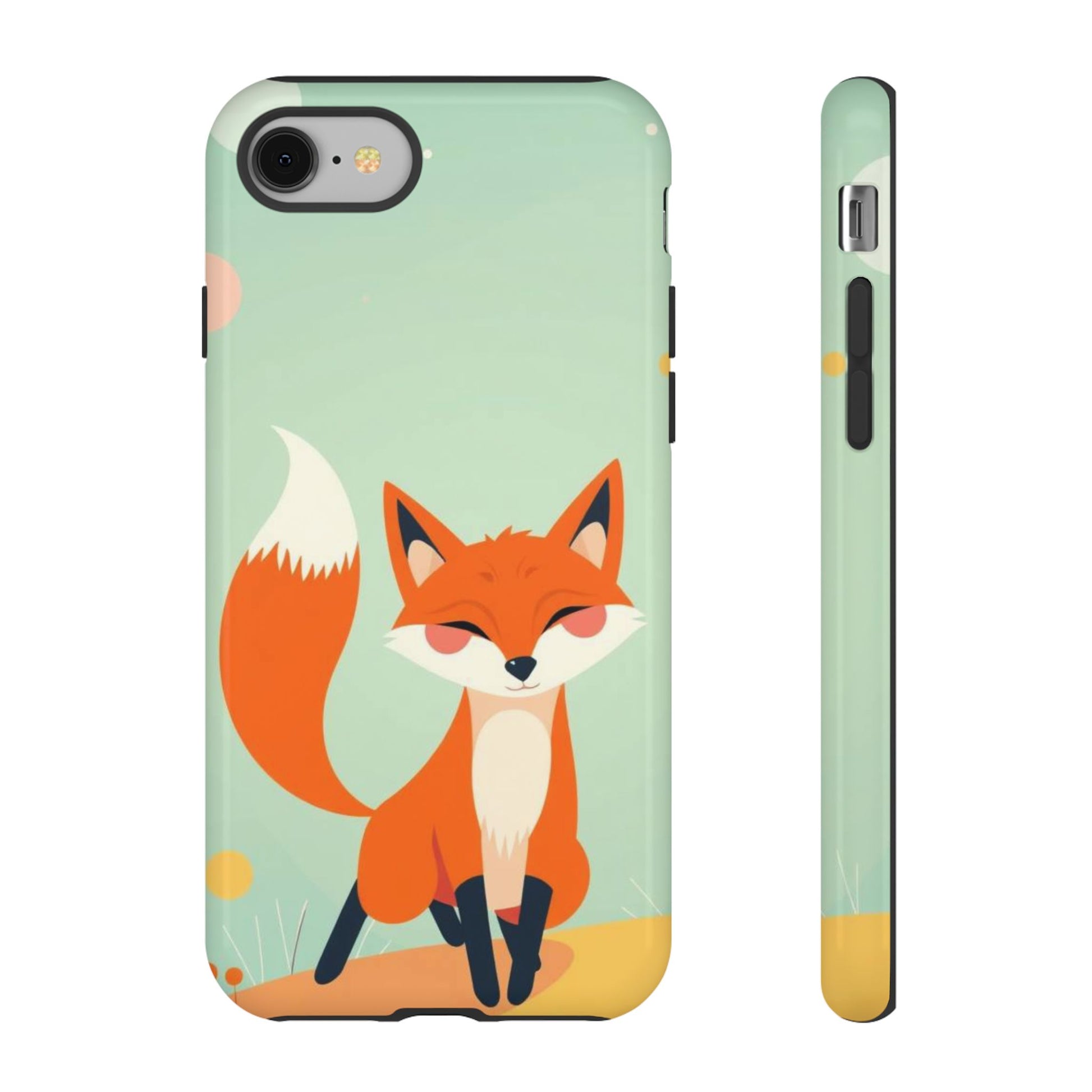 Cute Happy Fox Design Phone Case - Multicolor Phone Case - iPhone 8 / Glossy