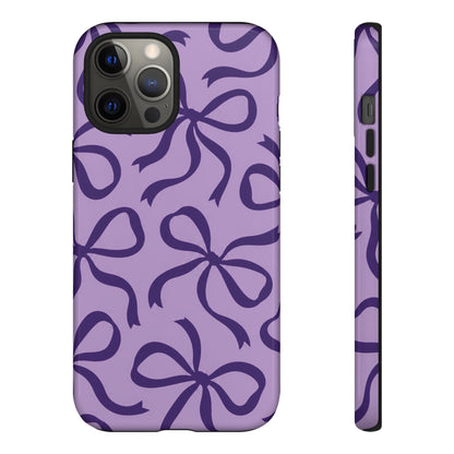 Bold Lilac and Deep Purple Bow Pattern Phone Case