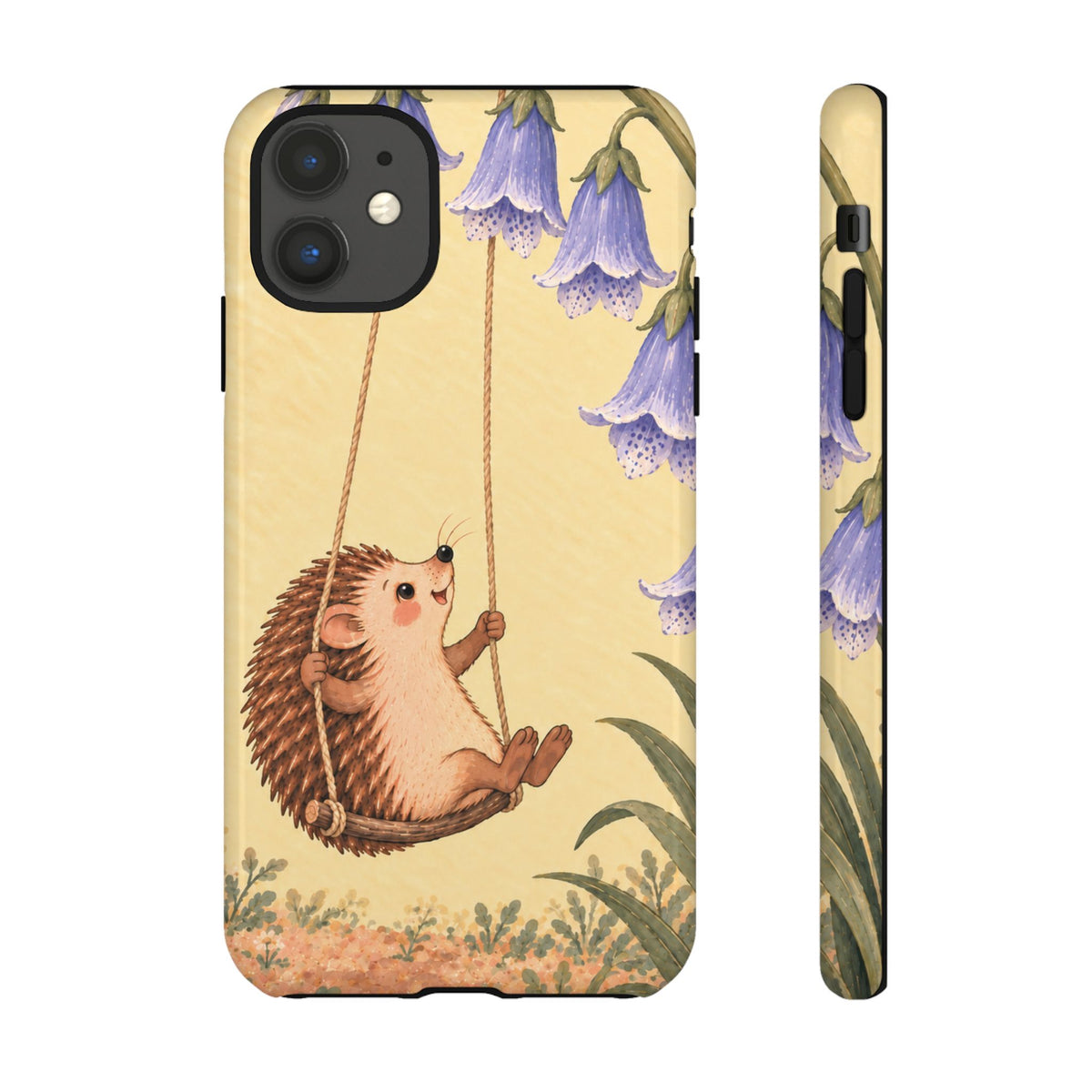 Whimsical Buttercream Hedgehog and Bluebell Phone Case - Yellow Phone Case - iPhone 11 / Glossy