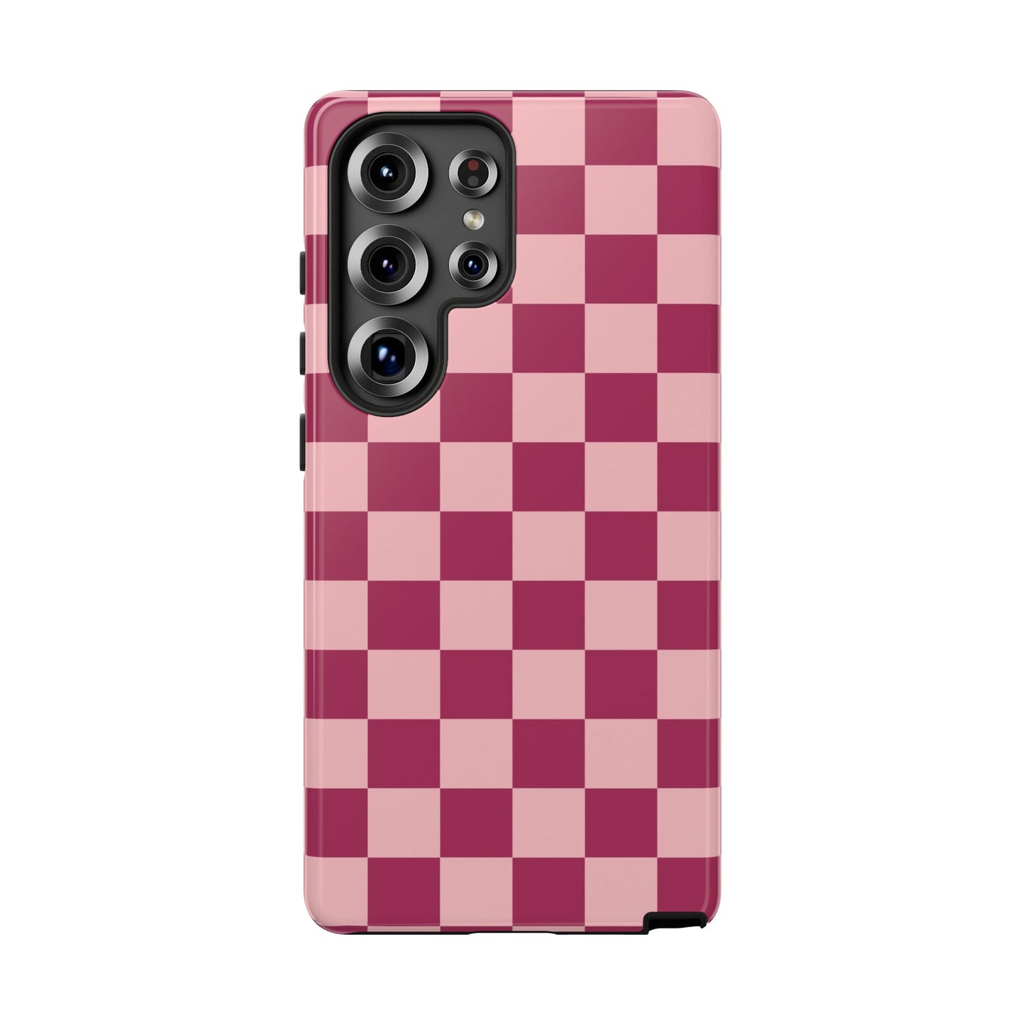Samsung Galaxy S25 Ultra / Glossy Phone Case - ’Pink Checkered Pattern’ Phone Case