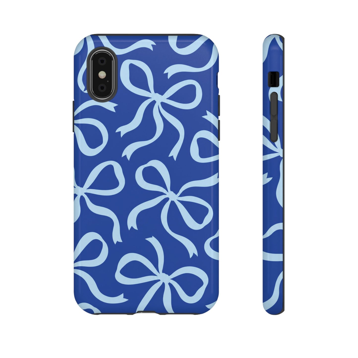 Bold Cobalt Blue and Powder Blue Bow Pattern Phone Case