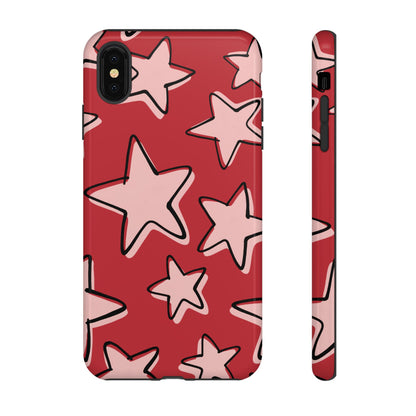 Cherry Red Doodle Star Phone Case