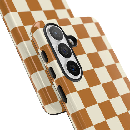 Orange & White Checked Pattern Phone Case - Orange Phone Case