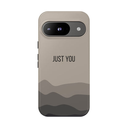 Google Pixel 9 / Glossy Phone Case - Minimalist Beige Waves ’Just You’ Statement Phone Case