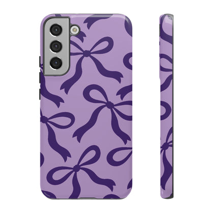 Bold Lilac and Deep Purple Bow Pattern Phone Case - Purple Phone Case - Samsung Galaxy S22 Plus / Glossy