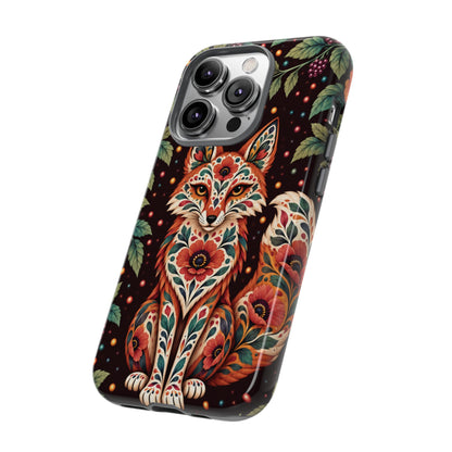 Vibrant Terracotta and Teal Calavera Fox Phone Case - Multicolor Phone Case