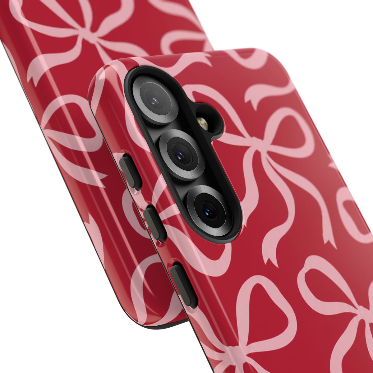Bold Raspberry Red and Blush Pink Bow Pattern Phone Case
