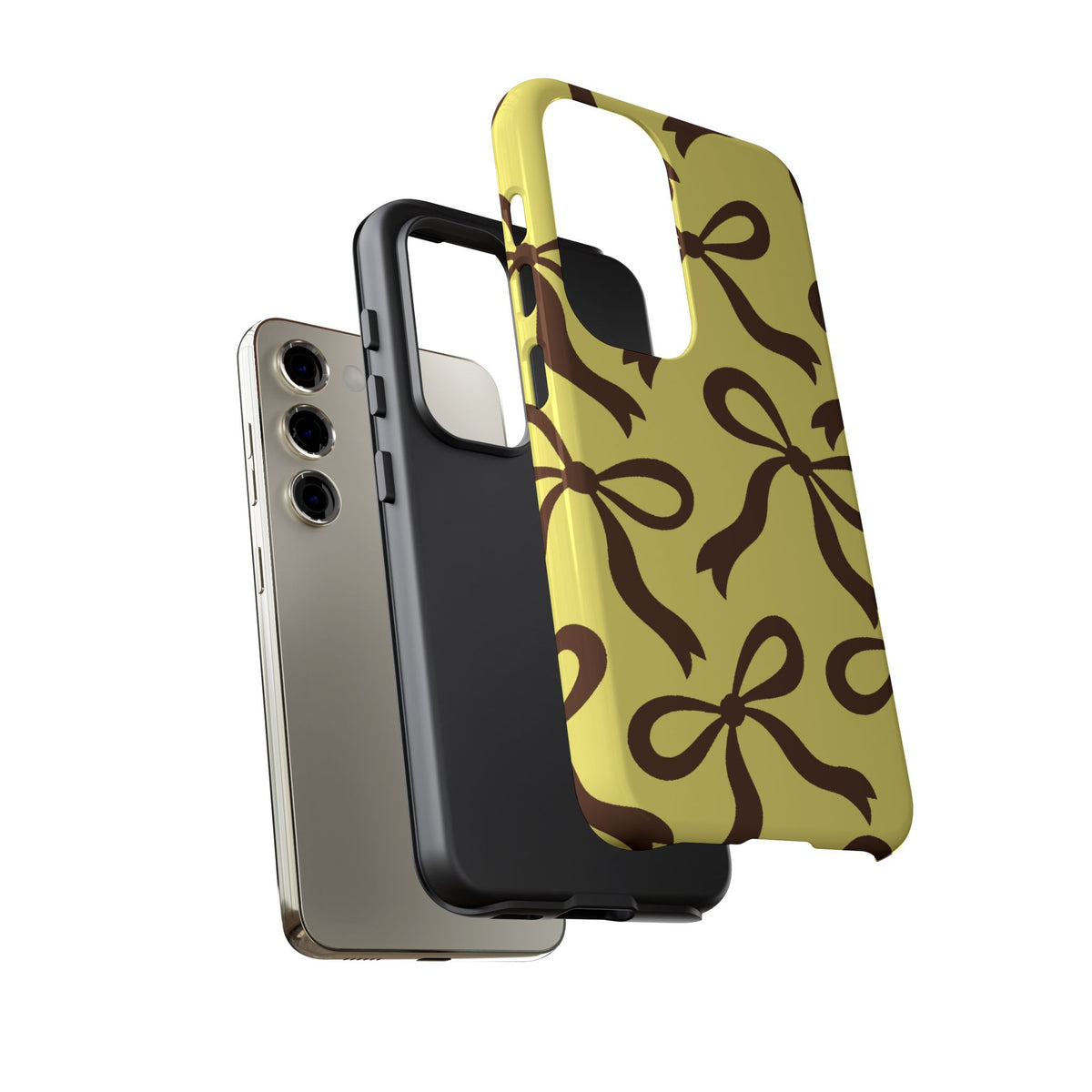 Bold Butter Yellow and Chocolate Brown Bow Pattern Phone Case - Yellow Phone Case