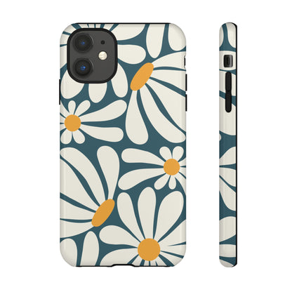 Retro Blue Daisy Pattern Phone Case - Blue Phone Case - iPhone 11 / Glossy