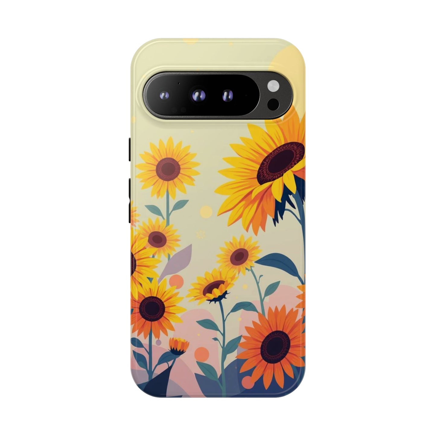 Google Pixel 9 Pro XL / Glossy Phone Case - Modern Flat Sunflower Design Phone Case