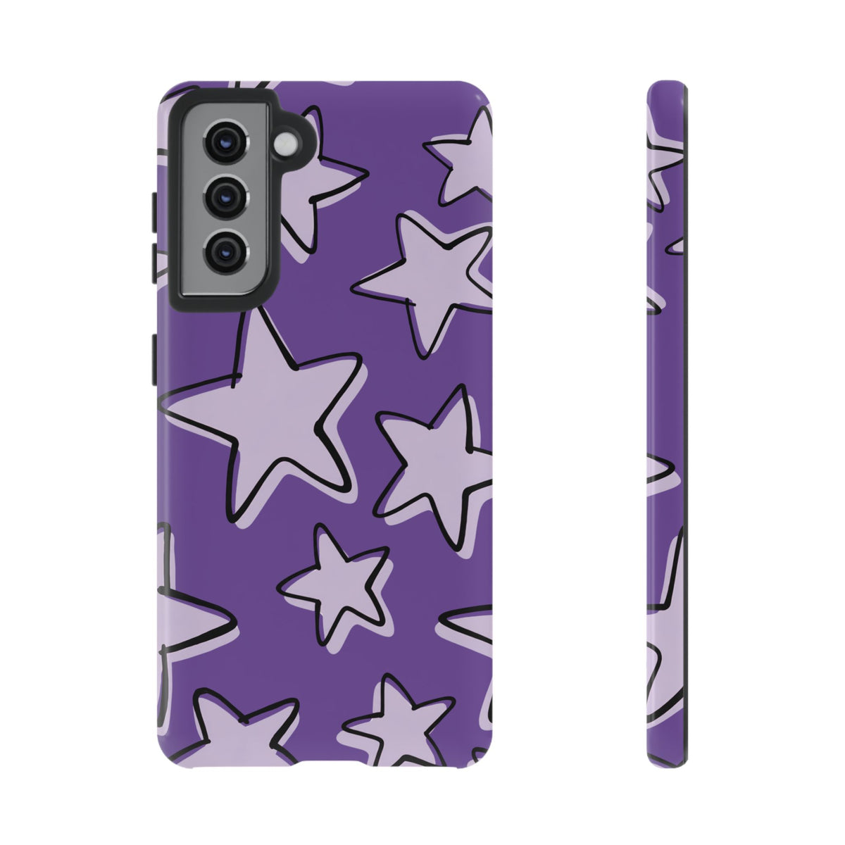 Violet Purple Doodle Star Phone Case