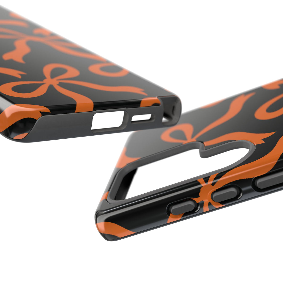 Bold Black and Burnt Orange Bow Pattern Phone Case - Black Phone Case