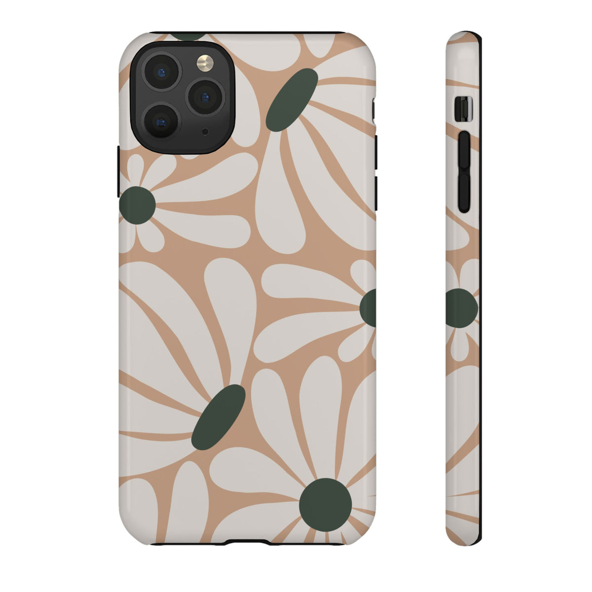 Retro Beige & White Daisy Pattern Phone Case - Beige Phone Case - iPhone 11 Pro Max / Glossy