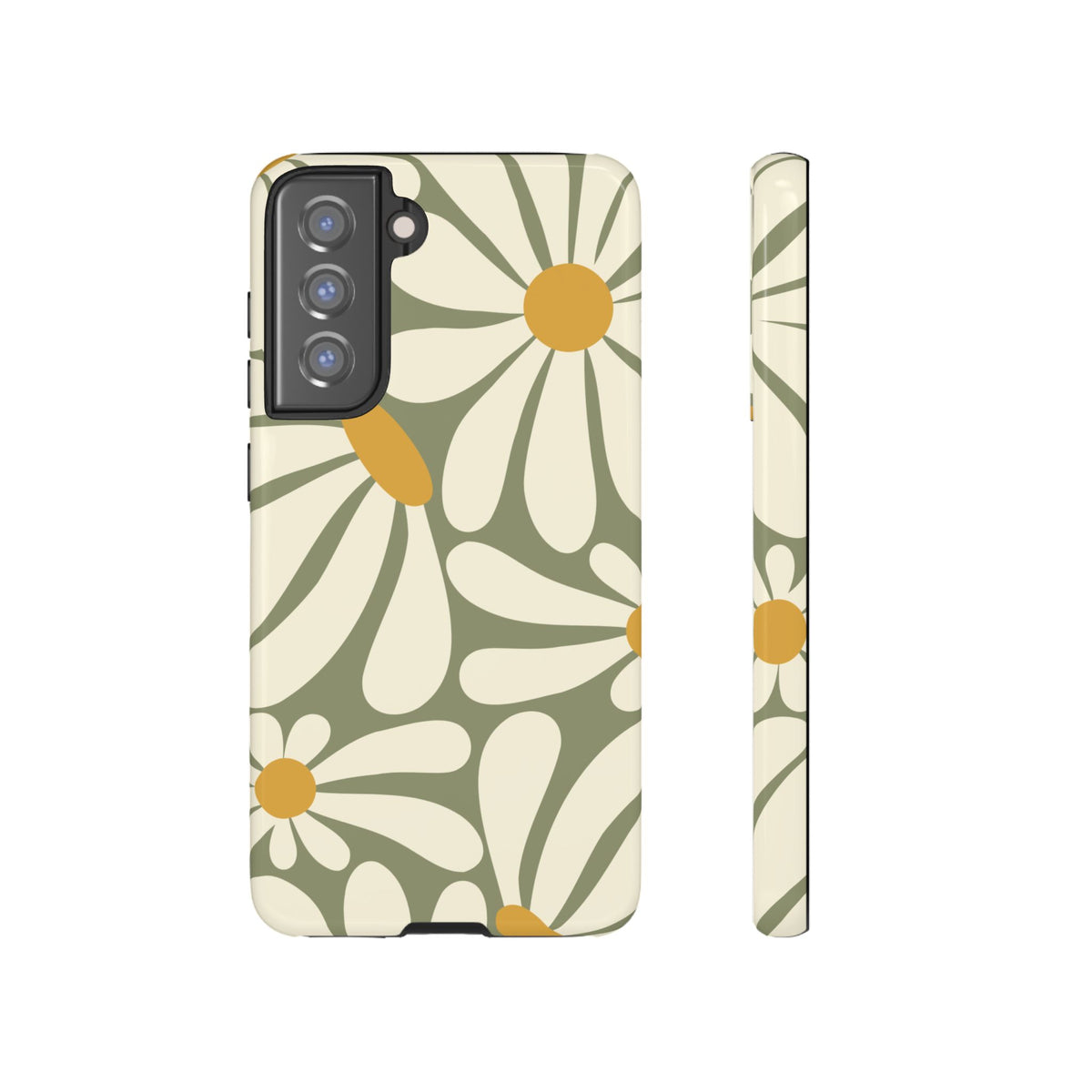 Retro Green Daisy Pattern #1 Phone Case - Green Phone Case - Samsung Galaxy S21 FE / Glossy