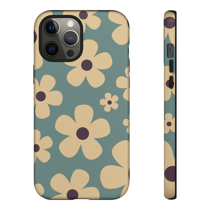 Cute Blue & Cream Daisy Pattern Phone Case - Blue Phone Case - iPhone 12 Pro Max / Glossy