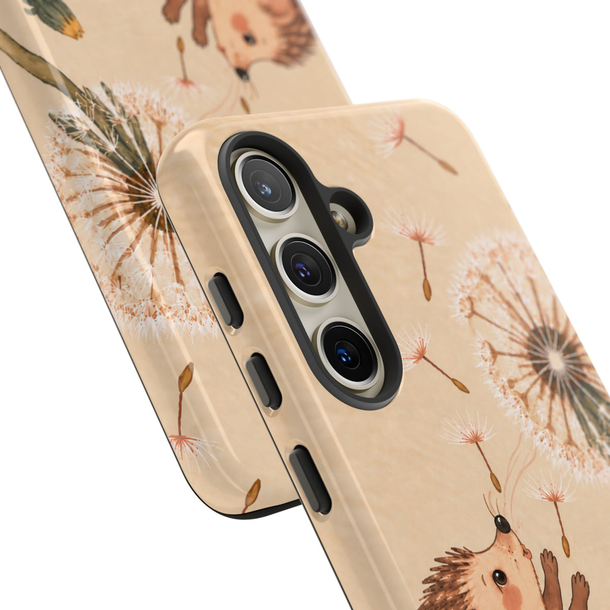 Whimsical Cream Hedgehog and Dandelion Phone Case - White Phone Case