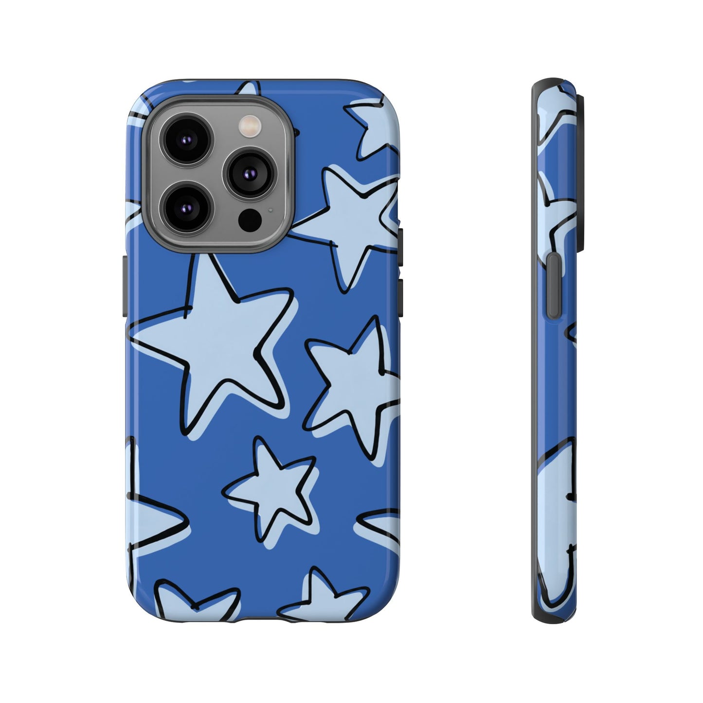 Cobalt Blue Doodle Star Phone Case