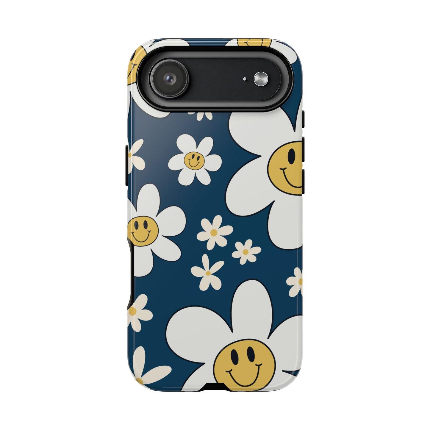 Fun Retro Daisy Pattern with Blue Background Phone Case - Blue Phone Case - iPhone 17 Air / Glossy