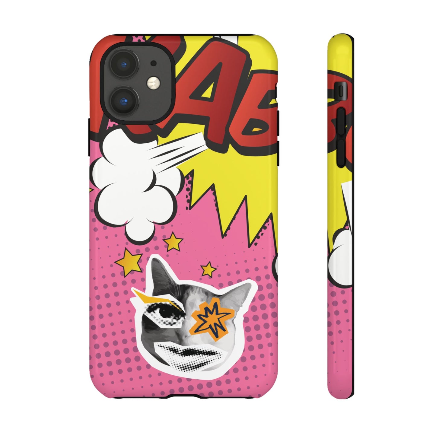 Bold Pink Pop Art Cat Phone Case - Pink Phone Case - iPhone 11 / Glossy