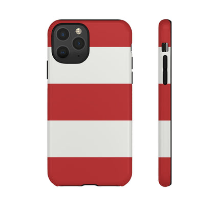 iPhone 11 Pro / Glossy Phone Case - Red & White Horizontal Stripe Pattern Phone Case