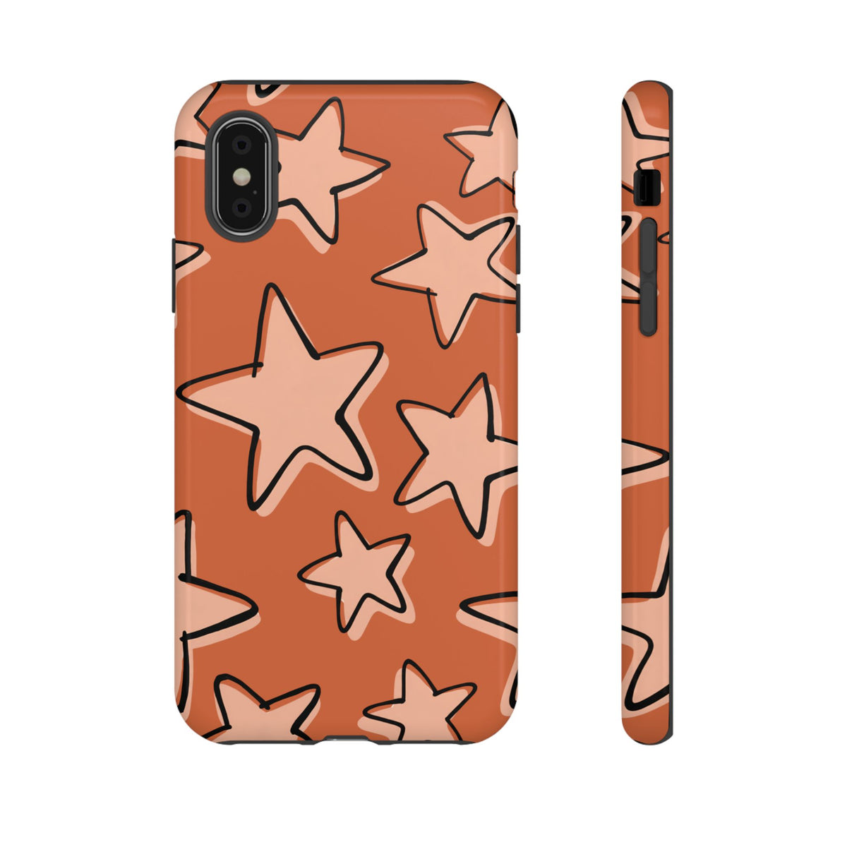 Burnt Orange Doodle Star Phone Case