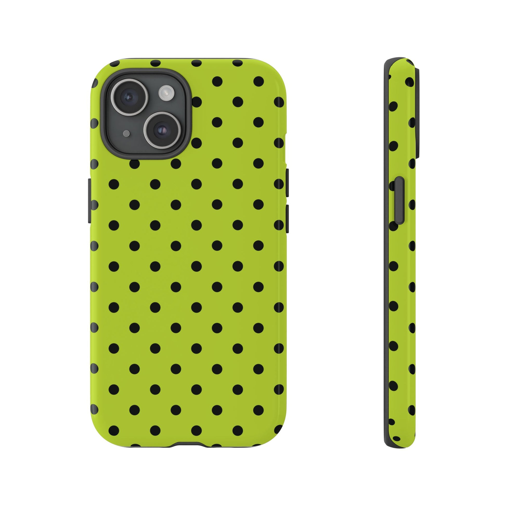 Phone Case - Trendy Neon Lime Green & Black Dot Pattern Phone Case