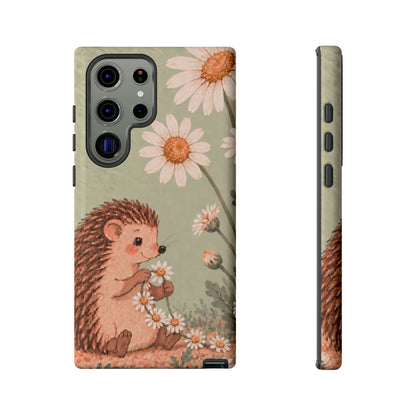 Whimsical Sage Green Hedgehog and Daisy Chain Phone Case - Green Phone Case - Samsung Galaxy S23 Ultra / Glossy