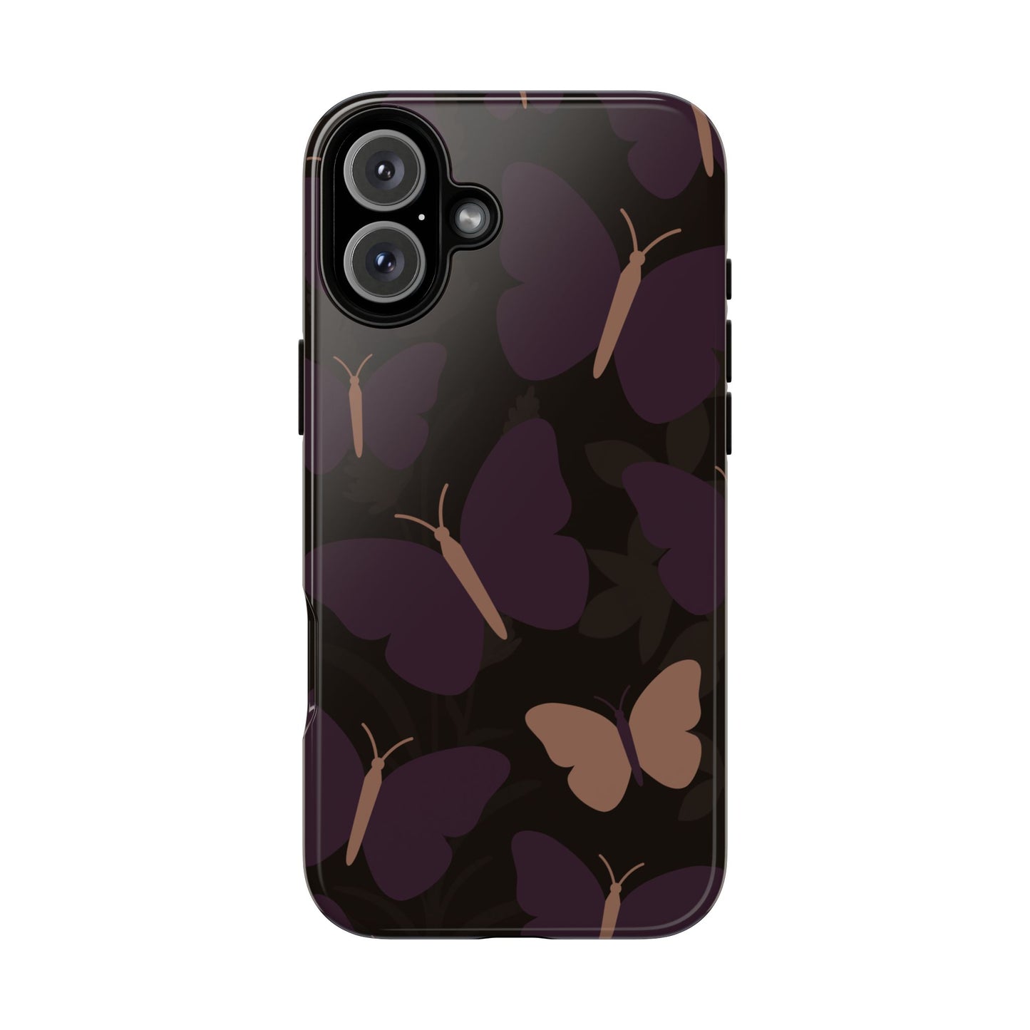 iPhone 16 Plus / Glossy Phone Case - Minimalist Purple Butterfly Pattern Phone Case