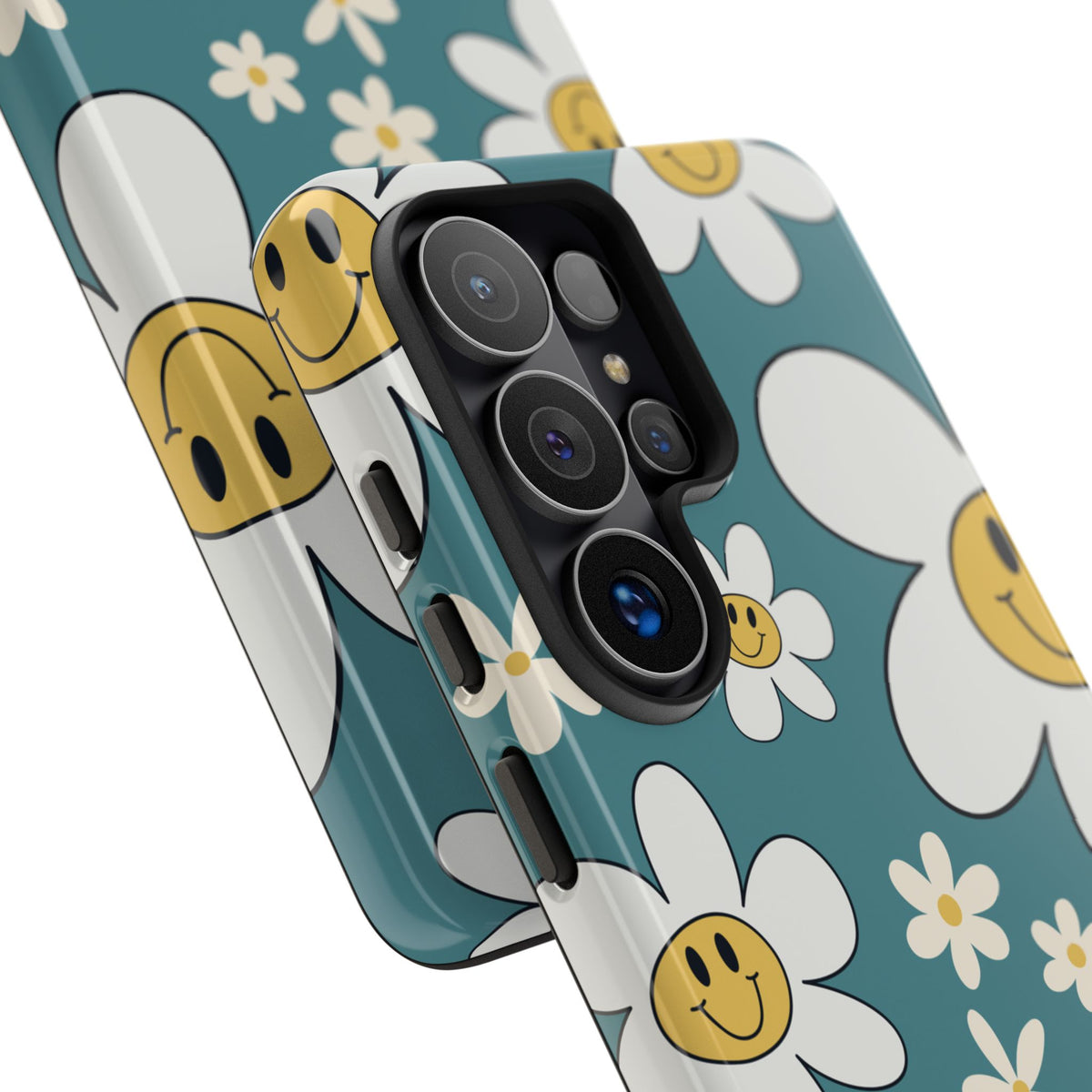 Fun Retro Daisy Pattern with Light Blue Background Phone Case - Blue Phone Case