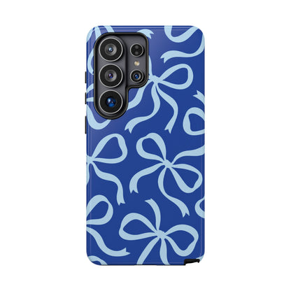 Bold Cobalt Blue and Powder Blue Bow Pattern Phone Case