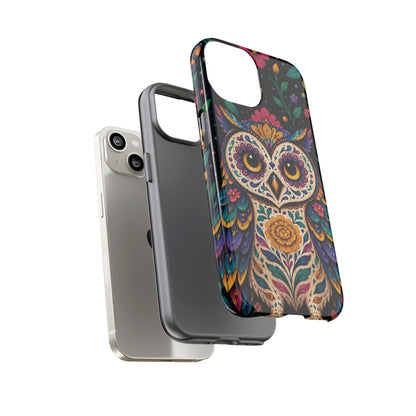 Vibrant Purple and Teal Calavera Owl Phone Case - Multicolor Phone Case