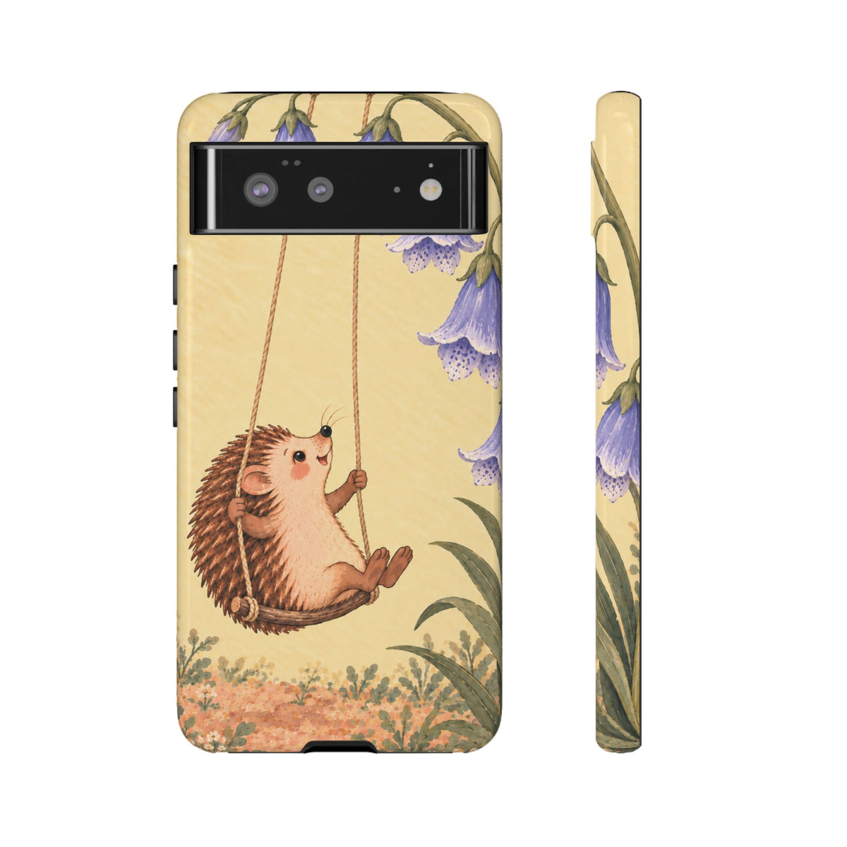 Whimsical Buttercream Hedgehog and Bluebell Phone Case - Yellow Phone Case - Google Pixel 6 / Glossy