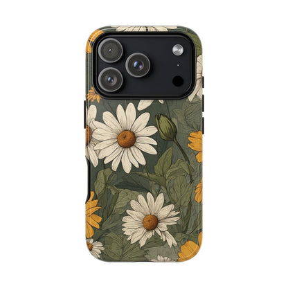iPhone 17 Pro / Glossy Phone Case - Boho Chic Daisies Floral Pattern ’White & Yellow’ Phone Case