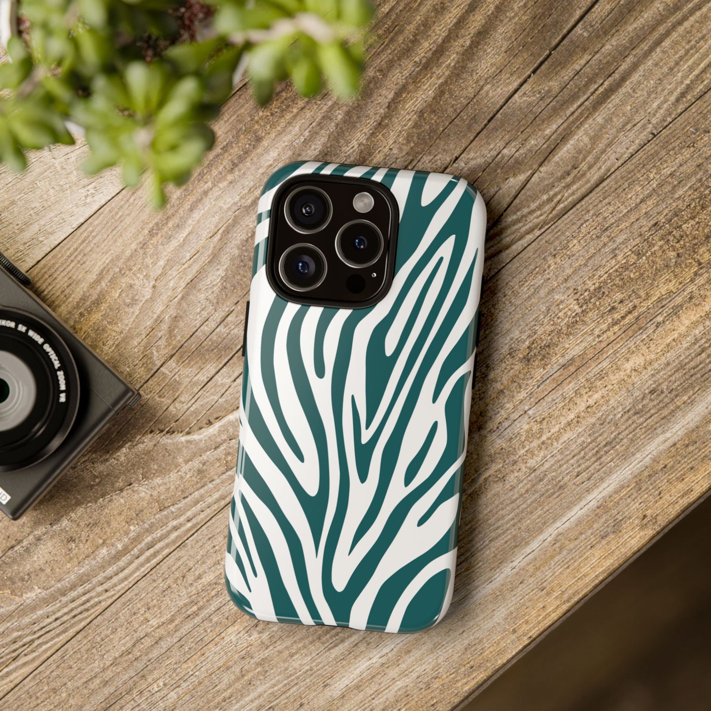 Graphic Teal Tiger Print Phone Case