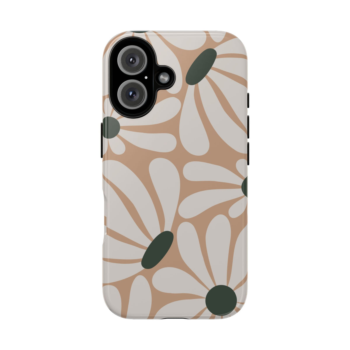 Retro Beige & White Daisy Pattern Phone Case - Beige Phone Case - iPhone 16 / Glossy