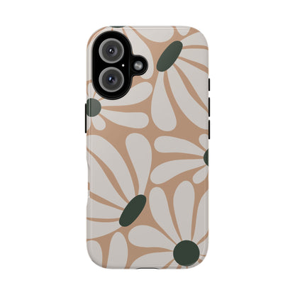 Retro Beige & White Daisy Pattern Phone Case - Beige Phone Case - iPhone 16 / Glossy