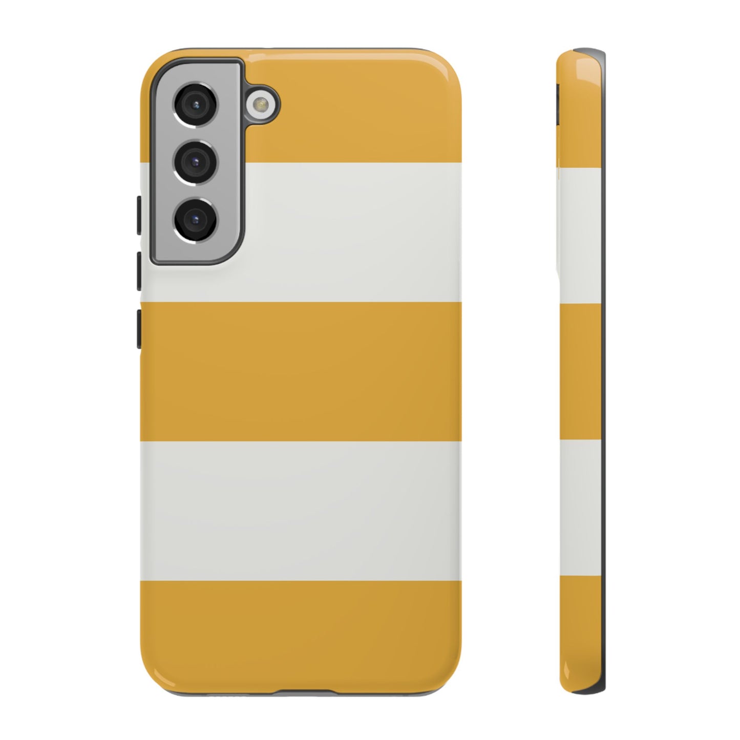 Samsung Galaxy S22 Plus / Glossy Phone Case - Yellow & White Horizontal Stripe Pattern Phone Case