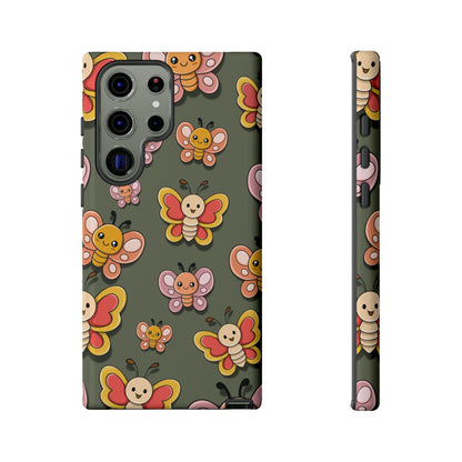 Samsung Galaxy S23 Ultra / Glossy Phone Case - Green Butterfly Sticker Design Phone Case