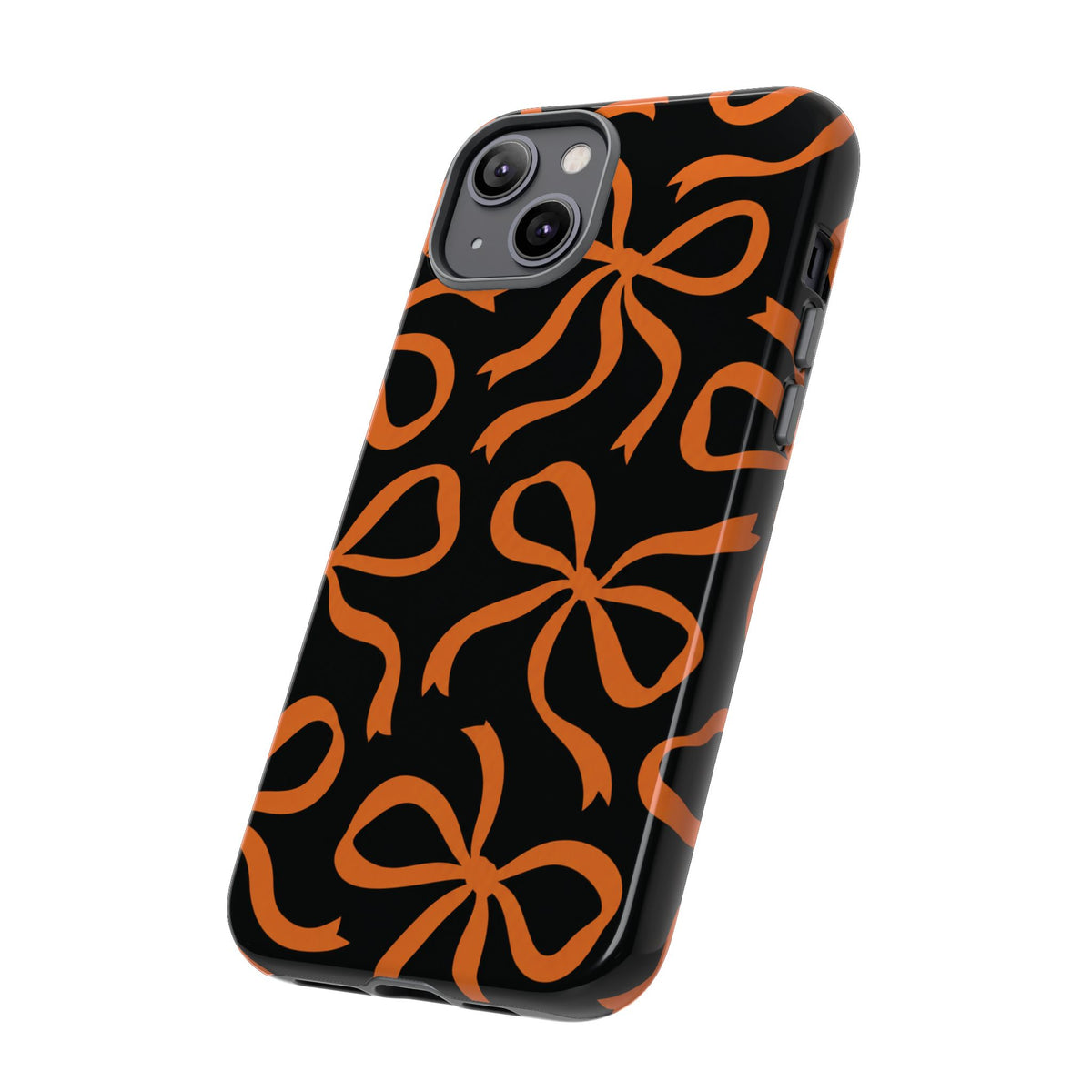 Bold Black and Burnt Orange Bow Pattern Phone Case