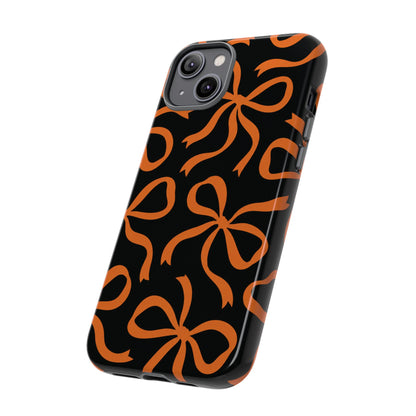 Bold Black and Burnt Orange Bow Pattern Phone Case