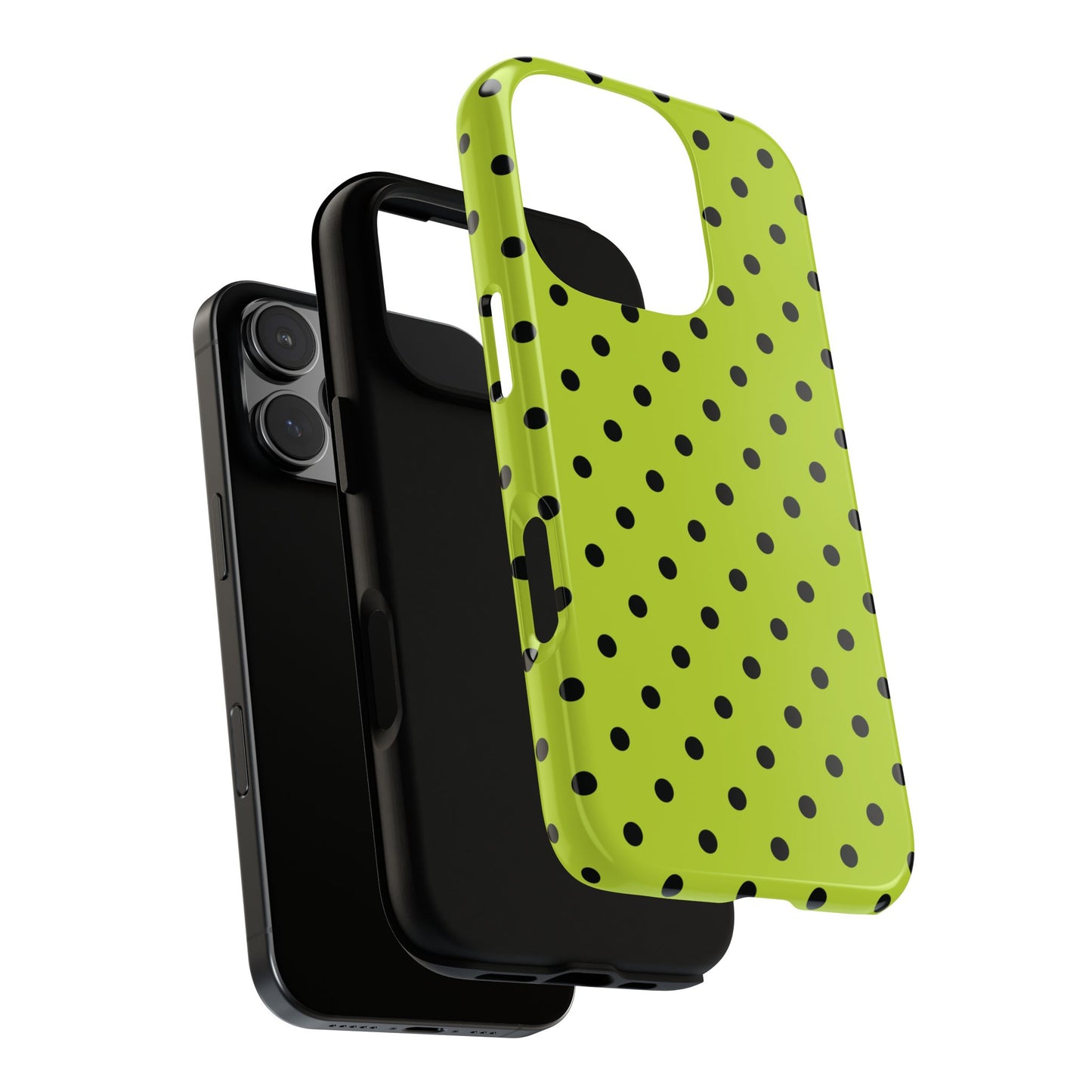 Phone Case - Trendy Neon Lime Green & Black Dot Pattern Phone Case