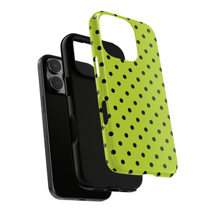 Phone Case - Trendy Neon Lime Green & Black Dot Pattern Phone Case